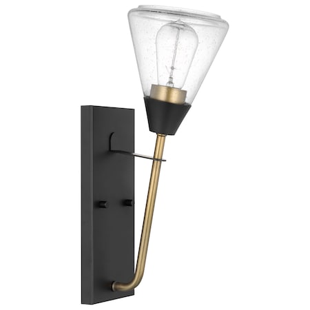 Nuvo Starlight 1-Light Wall Sconce, E26 60W, Matte Black, Clear Seeded 60/7681